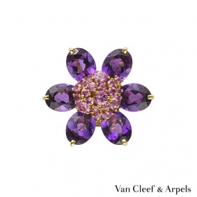 Van Cleef & Arpels 18k Y/G Sapphire & Amethyst Hawaii Pendant/Brooch